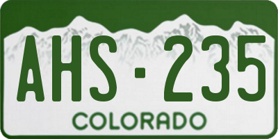 CO license plate AHS235