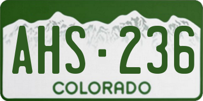 CO license plate AHS236