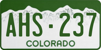 CO license plate AHS237