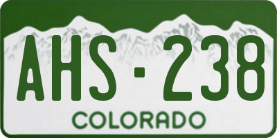 CO license plate AHS238