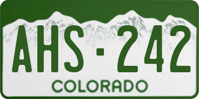 CO license plate AHS242