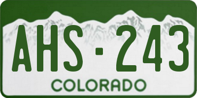 CO license plate AHS243