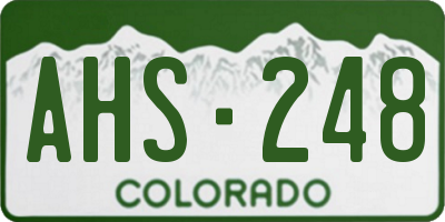 CO license plate AHS248