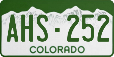 CO license plate AHS252