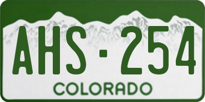 CO license plate AHS254