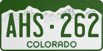 CO license plate AHS262