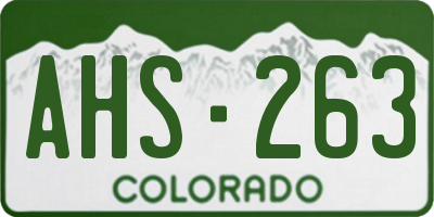 CO license plate AHS263
