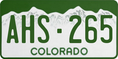 CO license plate AHS265