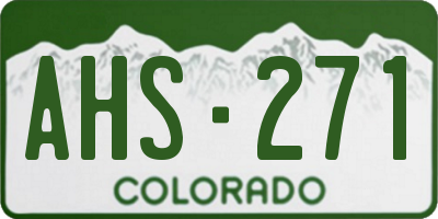 CO license plate AHS271
