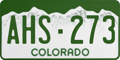 CO license plate AHS273
