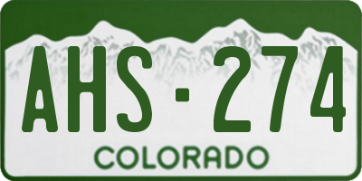 CO license plate AHS274
