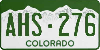 CO license plate AHS276