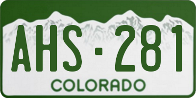 CO license plate AHS281
