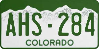 CO license plate AHS284