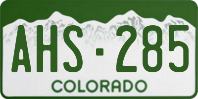 CO license plate AHS285