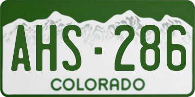 CO license plate AHS286