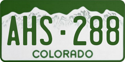 CO license plate AHS288
