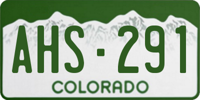 CO license plate AHS291