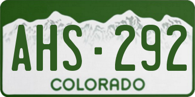 CO license plate AHS292