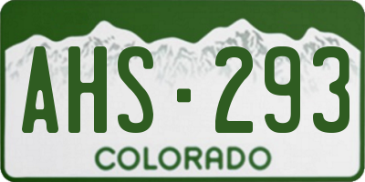CO license plate AHS293