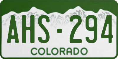 CO license plate AHS294