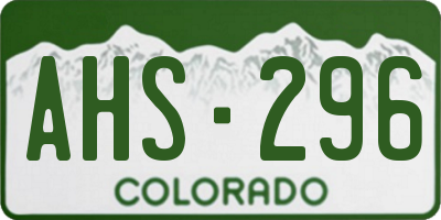 CO license plate AHS296
