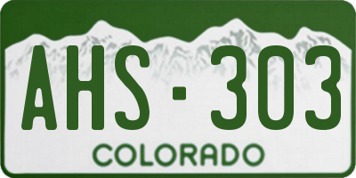 CO license plate AHS303