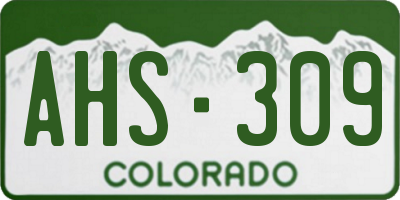 CO license plate AHS309