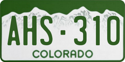 CO license plate AHS310