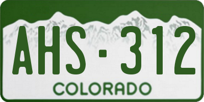 CO license plate AHS312