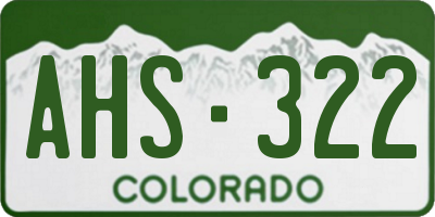 CO license plate AHS322