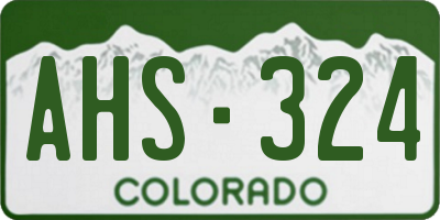 CO license plate AHS324