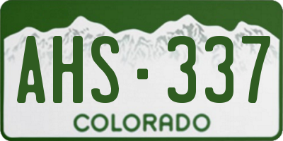 CO license plate AHS337