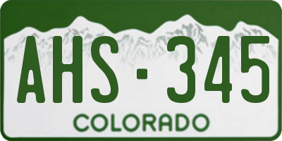 CO license plate AHS345