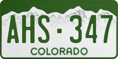 CO license plate AHS347