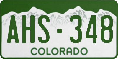 CO license plate AHS348