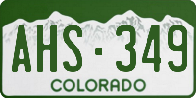 CO license plate AHS349