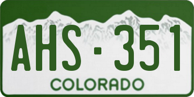 CO license plate AHS351