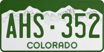 CO license plate AHS352