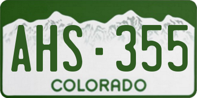 CO license plate AHS355