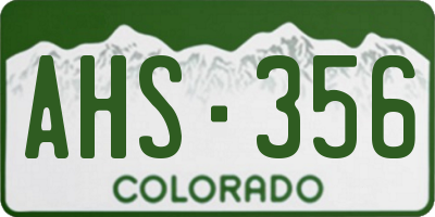 CO license plate AHS356