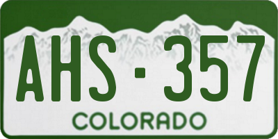 CO license plate AHS357