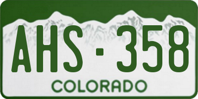 CO license plate AHS358