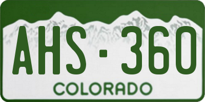 CO license plate AHS360