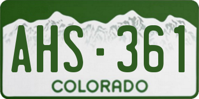 CO license plate AHS361