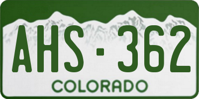 CO license plate AHS362