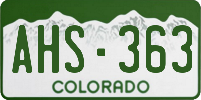 CO license plate AHS363