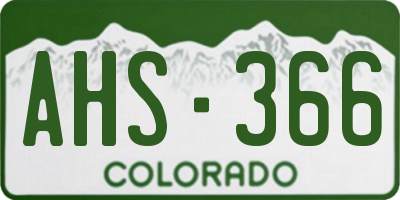 CO license plate AHS366