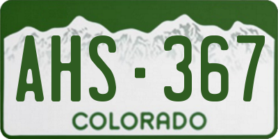 CO license plate AHS367