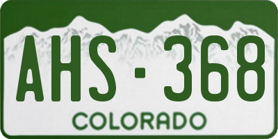 CO license plate AHS368
